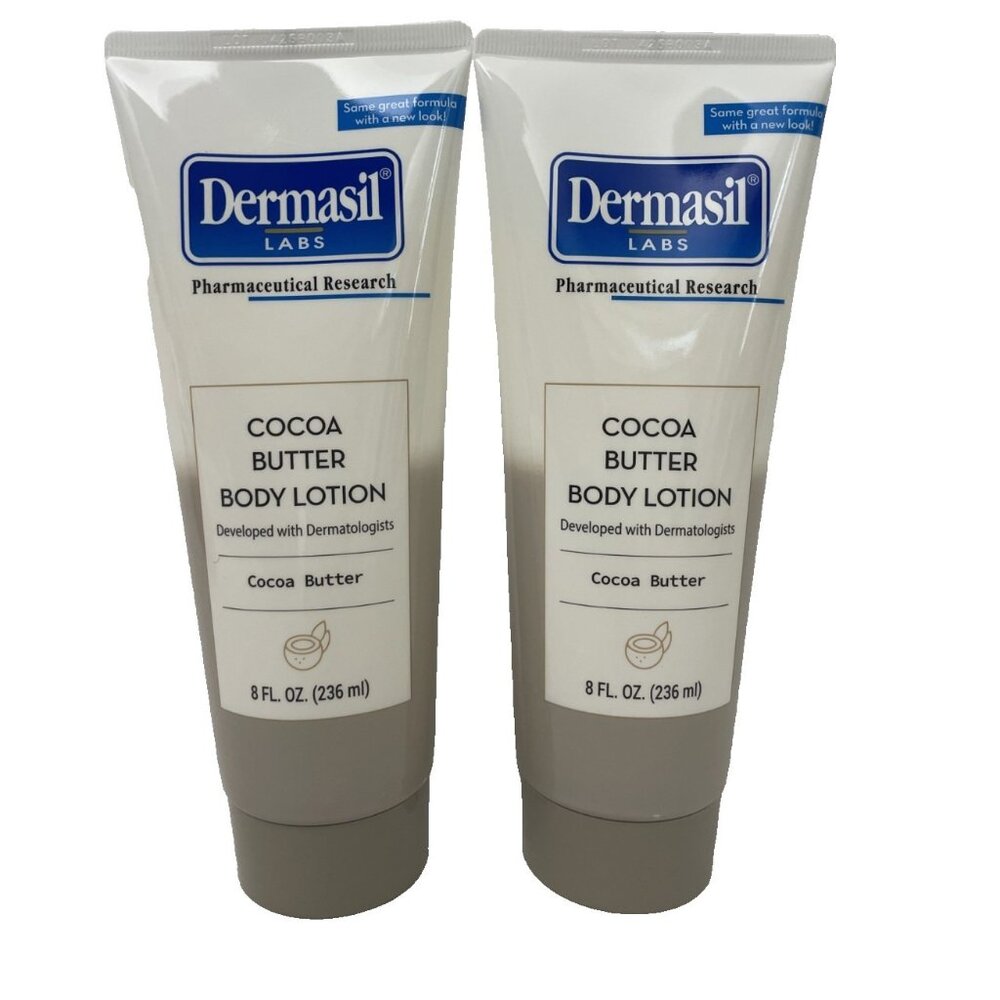 Dermasil Labs Moisturizing Body Lotion Set of 2 Cocoa Butter 8FL OZ NEW